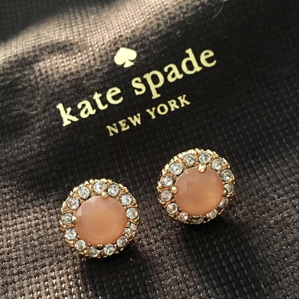 Kate Spade Pink Stud Earrings with Pave Halo